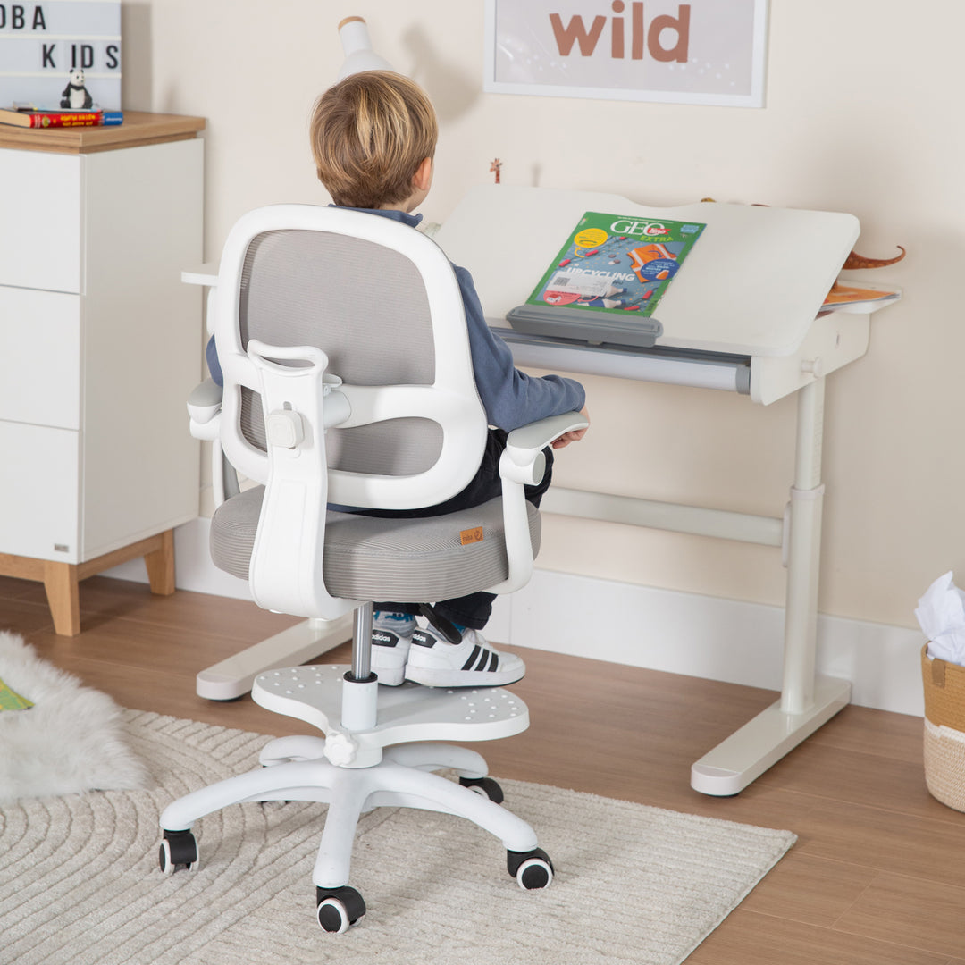 Chaise de bureau enfant smart grow 3D - Ergonomique fauteuil pivotant - Réglable en hauteur - Blanc / gris – Photo d'ambiance (31/38)