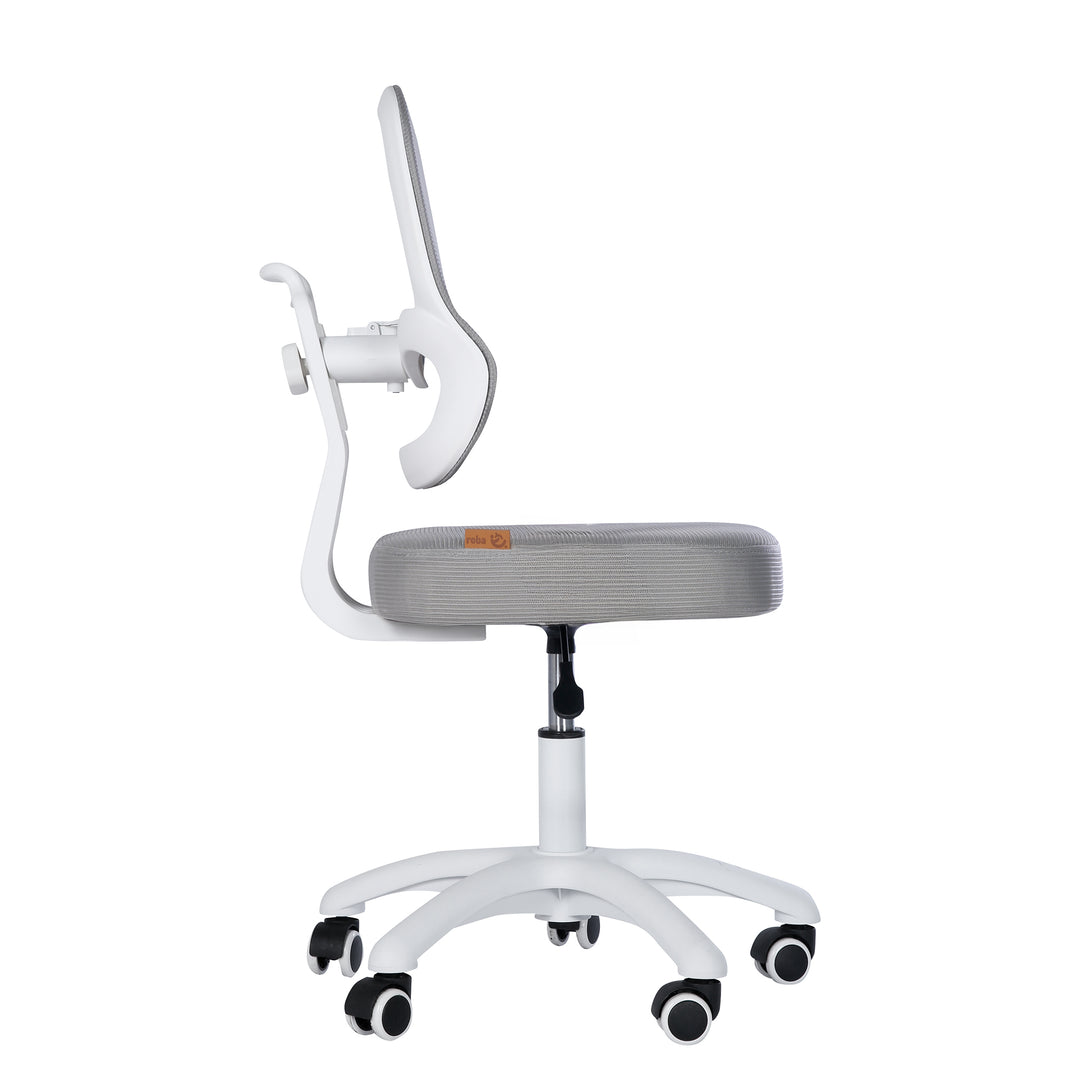 Chaise de bureau enfant smart grow 3D - Ergonomique fauteuil pivotant - Réglable en hauteur - Blanc / gris – Détourage (6/38)
