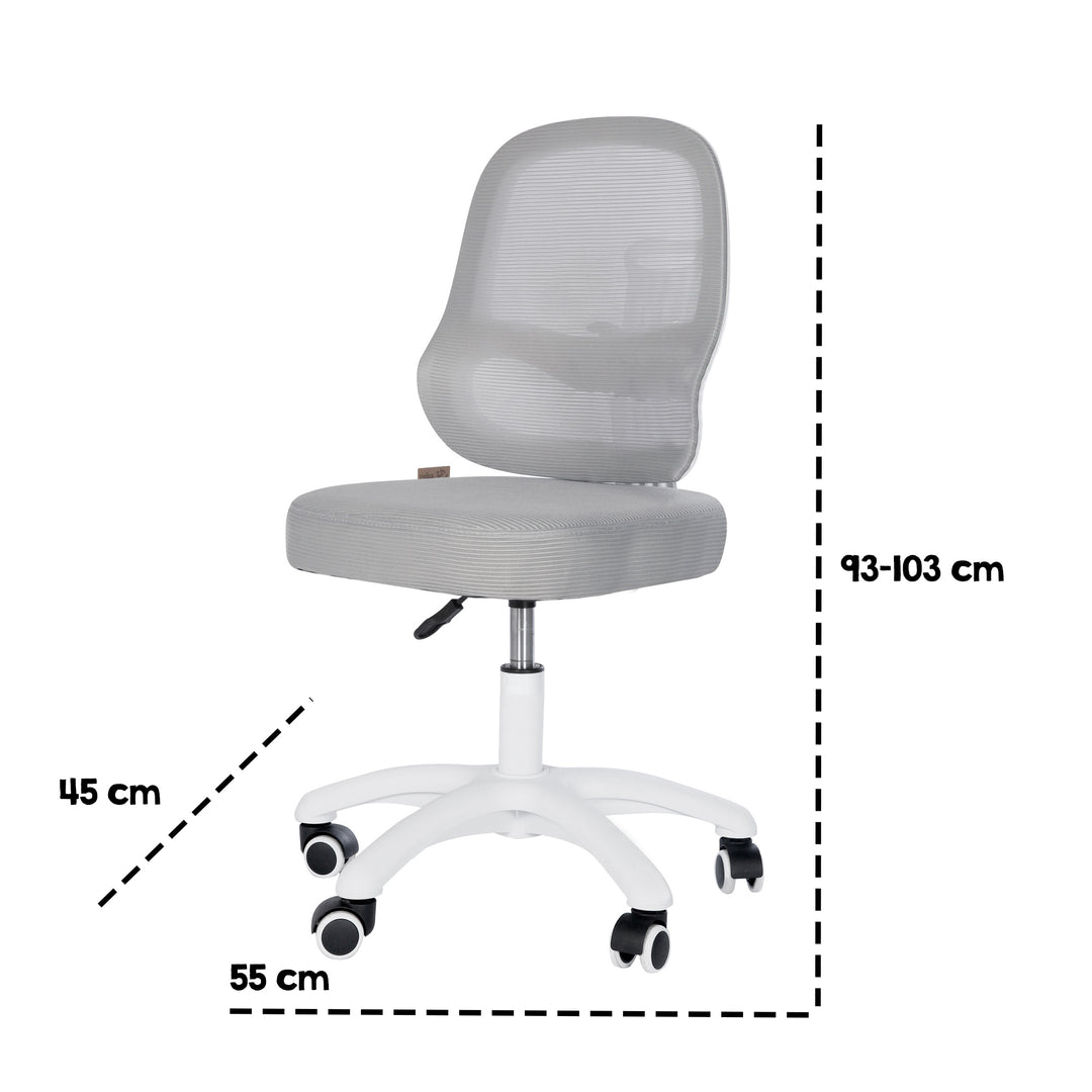 Chaise de bureau enfant smart grow 3D - Ergonomique fauteuil pivotant - Réglable en hauteur - Blanc / gris – Infographie (7/38)