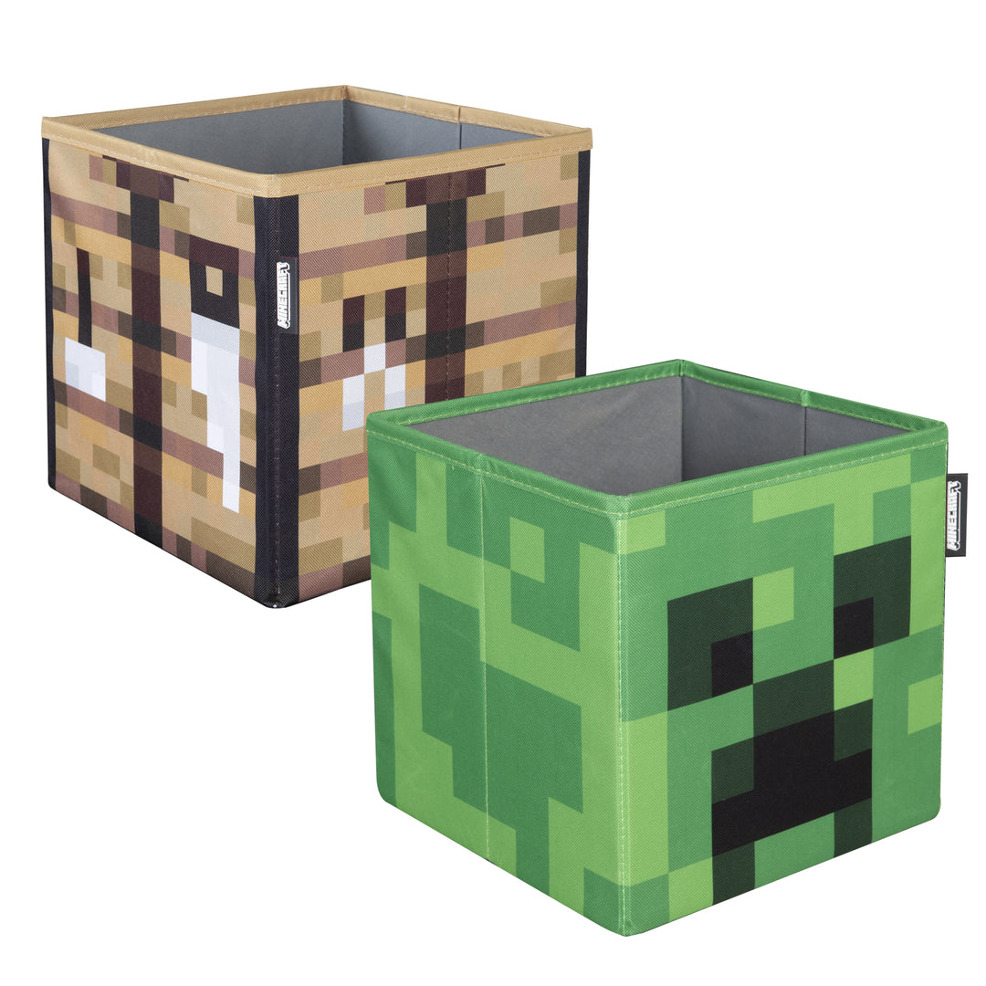 Cajas de tela 2er set 'Minecraft' de lona - Plegable - Creeper y caja de madera – Recorte (1/9)