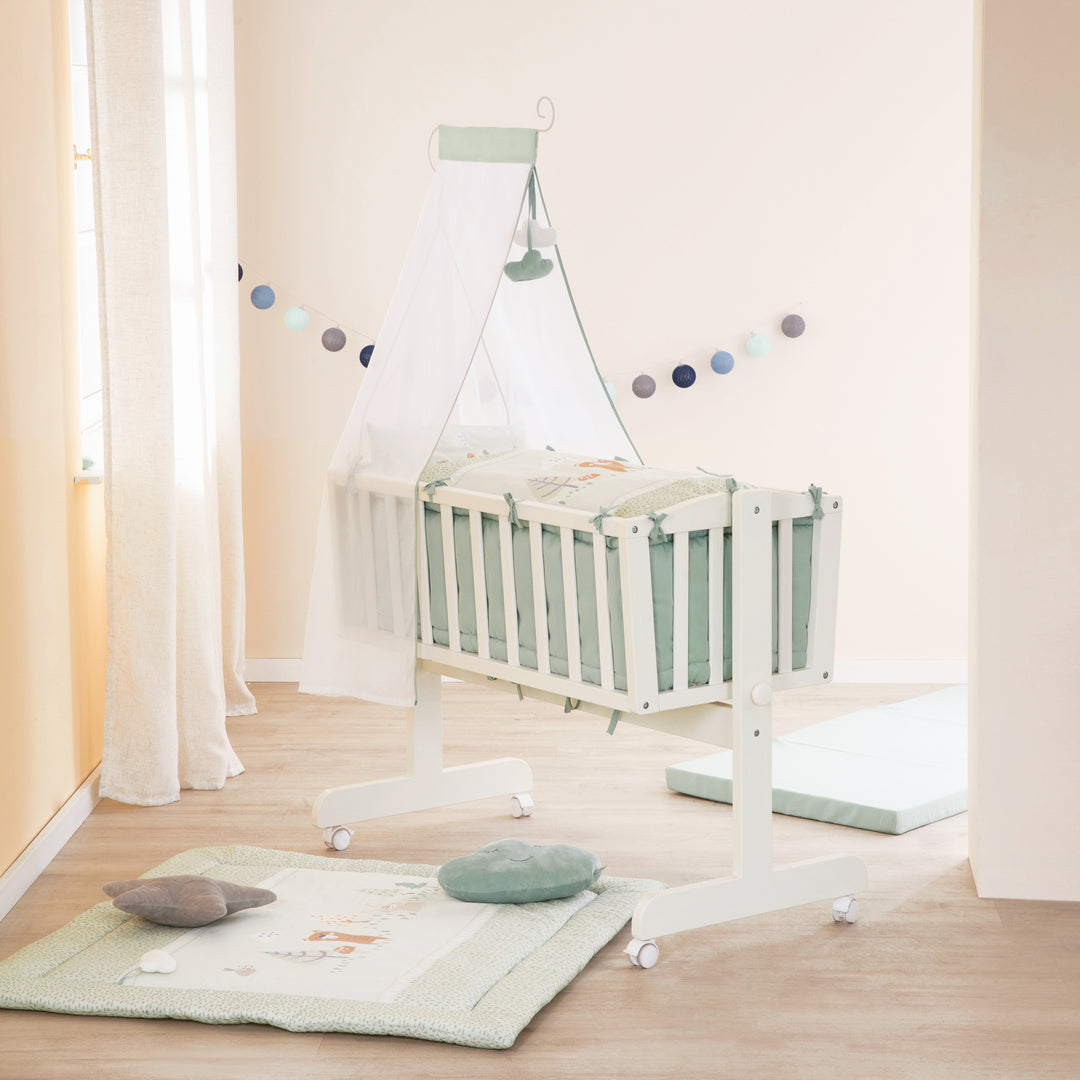 Berceau bébé 'Woodland Buddies' 40 x 90 cm incl. accessoires - Blanc / vert pastel – Photo d'ambiance (7/7)