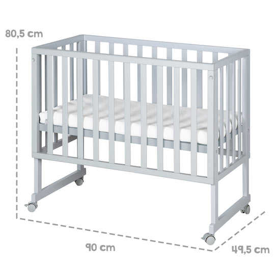 Nursery & Bedside Crib 'roba Style' 3 in 1 in Taupe incl. Mattress & Cot Bumper – Infographic (11/12)