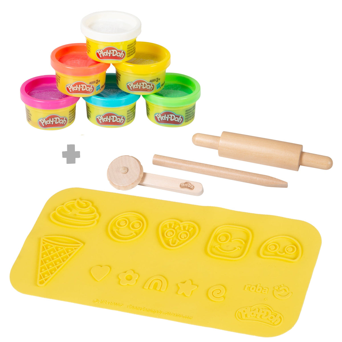 roba x Play-Doh Starterset - 3D-Kreativmatte, Holzwerkzeuge, 6 Knetdosen – Freisteller (1/14)