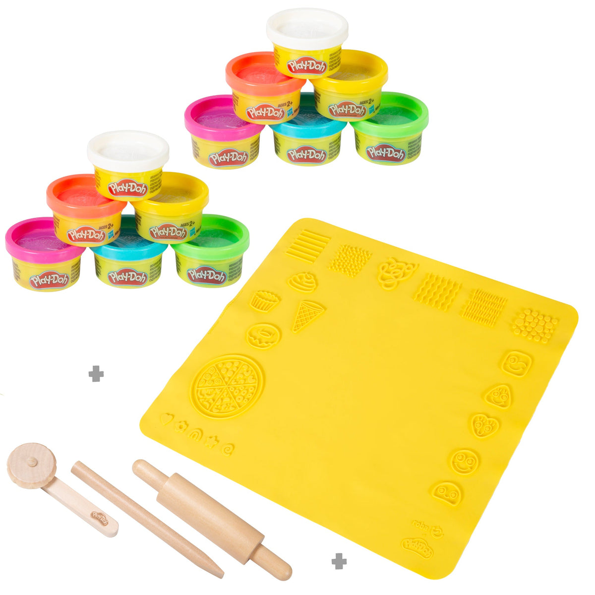 roba x Play-Doh Set - 3D-Kreativmatte mit 12 Knetdosen & Holzwerkzeugen – Freisteller (1/13)