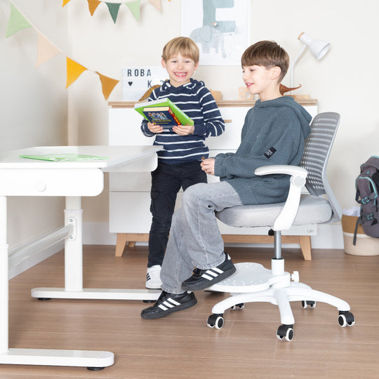Children's Office Chair Smart Grow Basic - Ergonomic Swivel Chair - Height-Adjustable - White / Grey – Product Image (23/31)