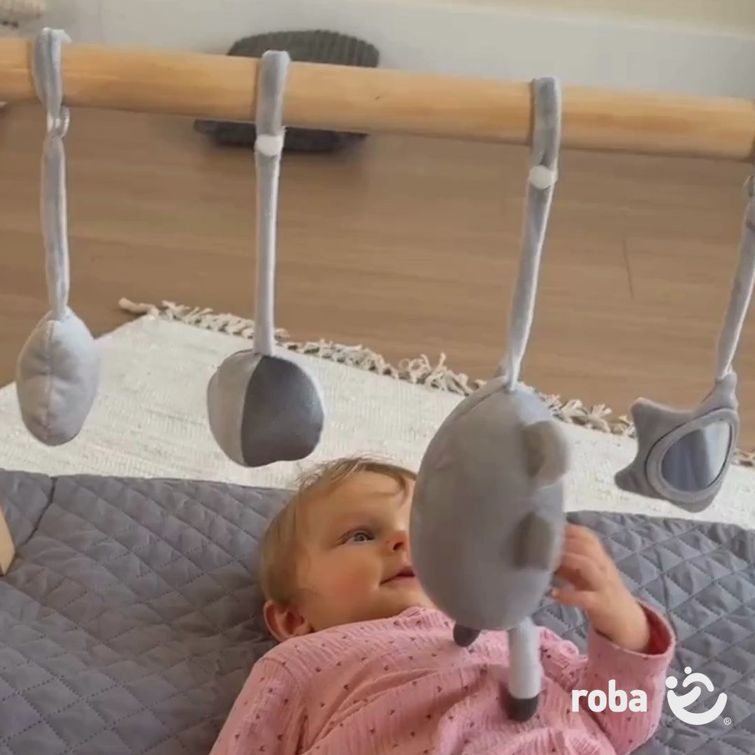 Baby-Spieltrapez nach Montessori-Prinzip  - Spiel- & Greiftrainer aus Holz - Natur – Produktvideo