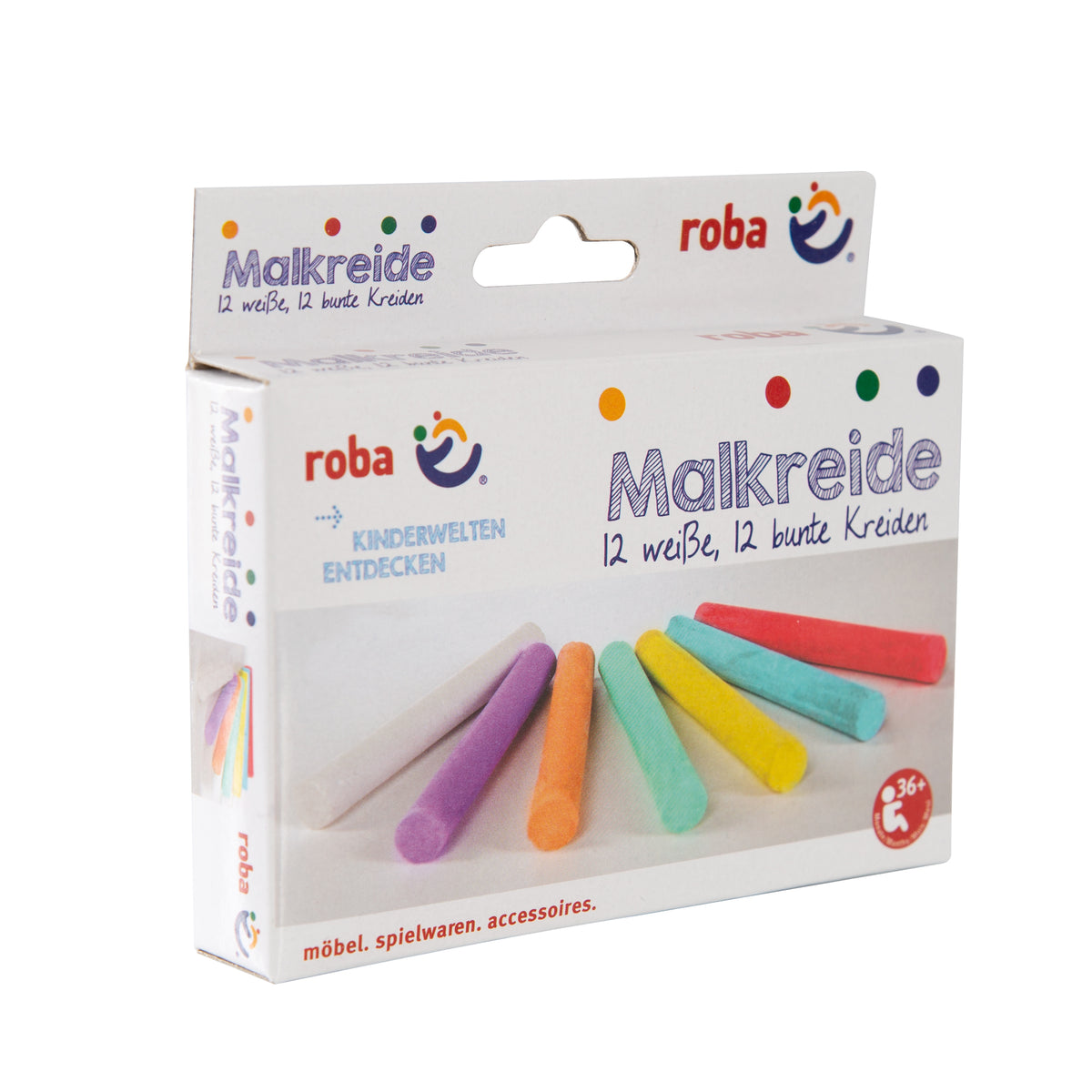 Chalk Set 24 Tlg (12 White, 12 Colourful), for Board & Asphalt, School Toy for Children – Cutout (1/5)