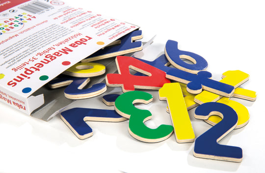 Magnetzahlen, Holz Magnet-Tafelset mit Zahlen und Zeichen, 35tlg, Schul-Spielzeug für Kinder – Detailbild (7/7)