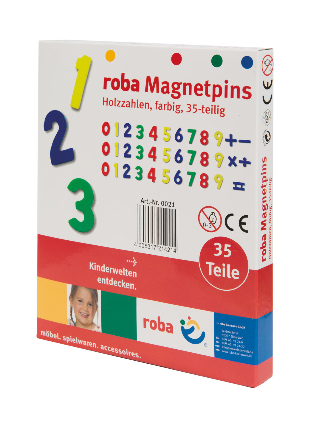 Magnetzahlen, Holz Magnet-Tafelset mit Zahlen und Zeichen, 35tlg, Schul-Spielzeug für Kinder – Freisteller (1/7)