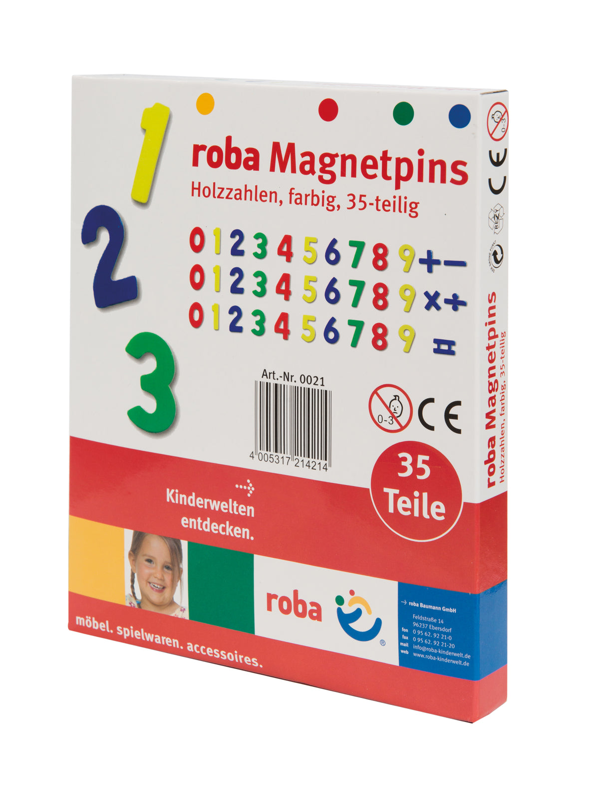 Magnetzahlen, Holz Magnet-Tafelset mit Zahlen und Zeichen, 35tlg, Schul-Spielzeug für Kinder – Freisteller (1/7)