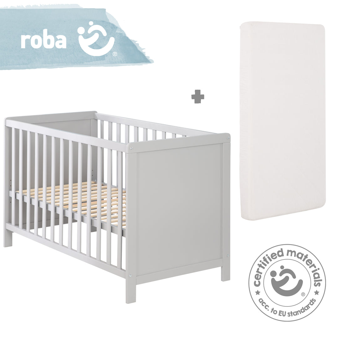 Beistellbett, 60 x 120 cm, taupe, verstellbar, 5 Schlupfsprossen, inkl. Lattenrost & Matratze – Infografik (10/11)