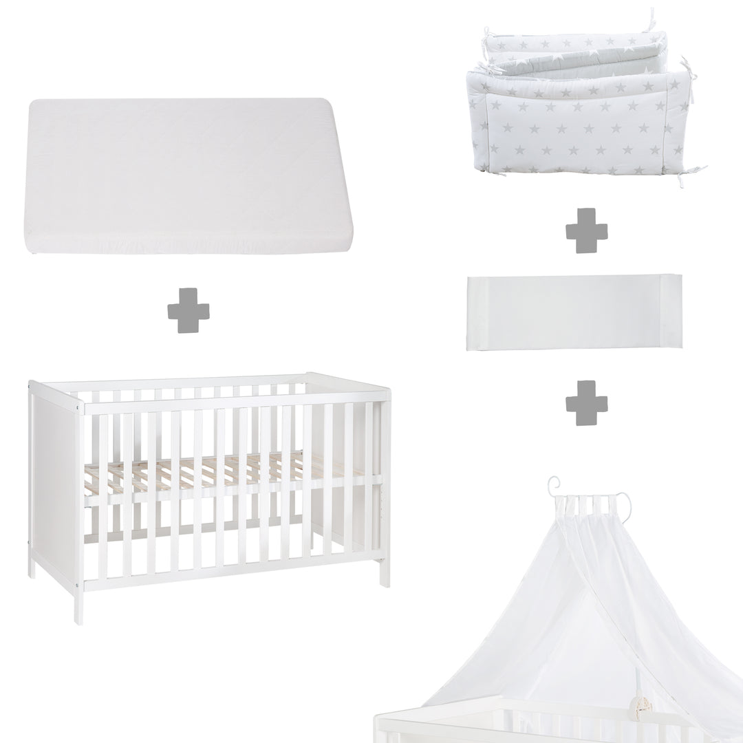 Multifunktionsbett avec beistellfunktion 60 x 120 cm, blanc, incl. bettausstattung – Détourage (5/22)
