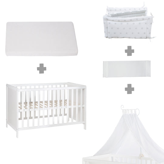 Multifunktionsbett avec beistellfunktion 60 x 120 cm, blanc, incl. bettausstattung – Détourage (5/22)