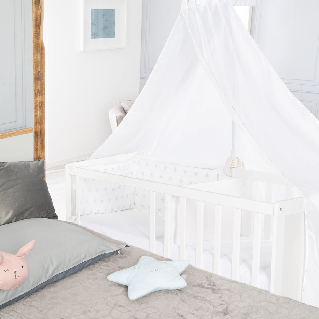Multifunktionsbett avec beistellfunktion 60 x 120 cm, blanc, incl. bettausstattung – Photo d'ambiance (20/22)