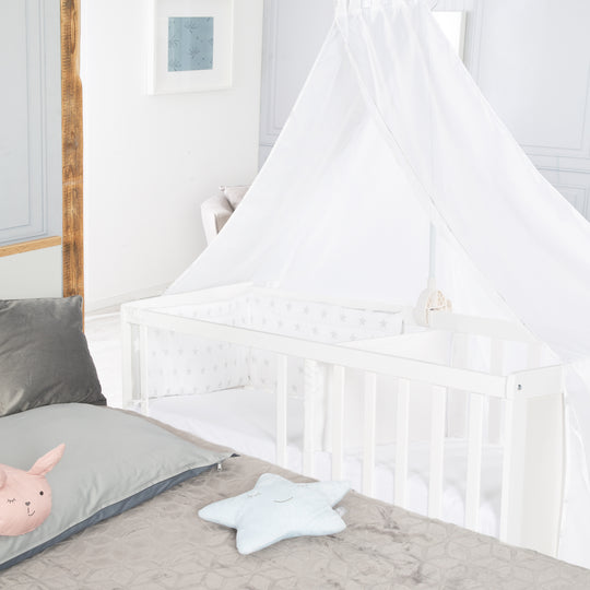 Multifunktionsbett avec beistellfunktion 60 x 120 cm, blanc, incl. bettausstattung – Photo d'ambiance (20/22)