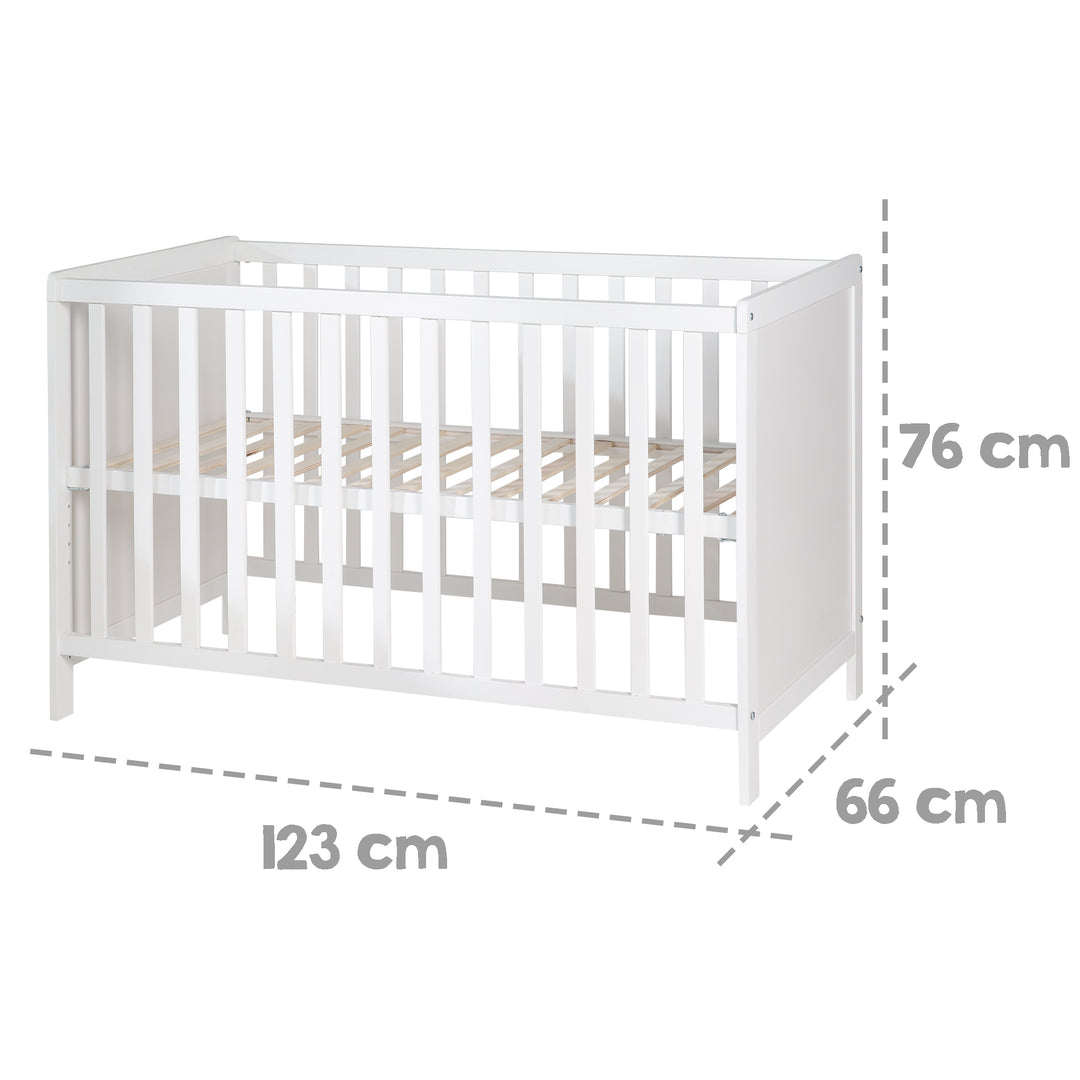 Multifunktionsbett avec beistellfunktion 60 x 120 cm, blanc, incl. bettausstattung – Infographie (4/22)