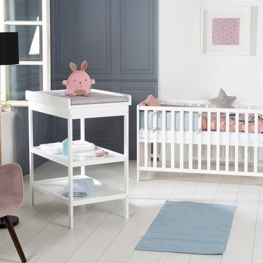 Children's Room Set 'roba Style' incl. Changing Table & Bedside Crib, with Slatted Frame, 60 x 120 cm, White – Lifestyle Image (2/20)