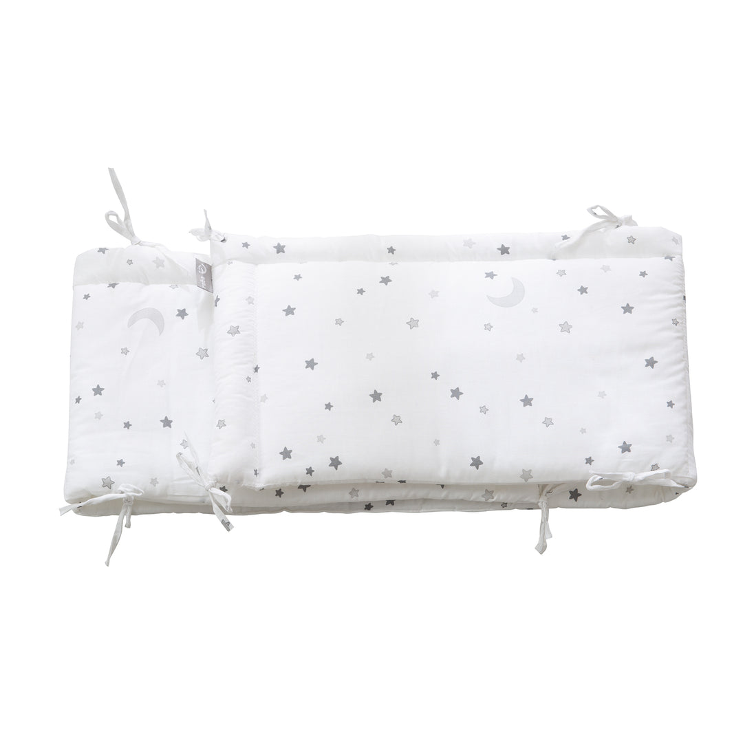 Ensemble de lit complet 'Sternenzauber gris' 70 x 140 cm, blanc, incl. linge de lit, ciel de lit, tour de lit & matelas – Détourage (10/15)
