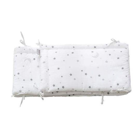 Ensemble de lit complet 'Sternenzauber gris' 70 x 140 cm, blanc, incl. linge de lit, ciel de lit, tour de lit & matelas – Détourage (10/15)