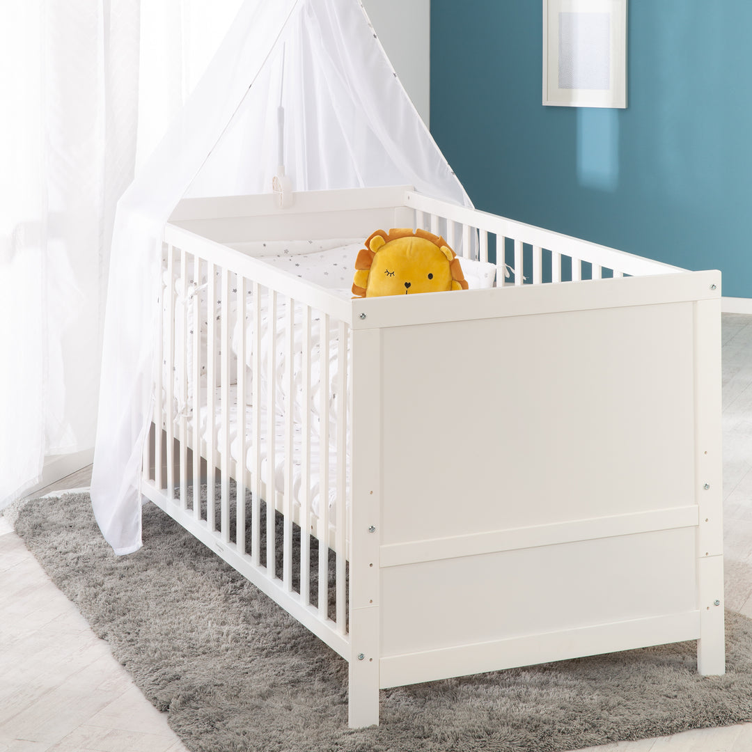 Ensemble de lit complet 'Sternenzauber gris' 70 x 140 cm, blanc, incl. linge de lit, ciel de lit, tour de lit & matelas – Photo d'ambiance (5/15)
