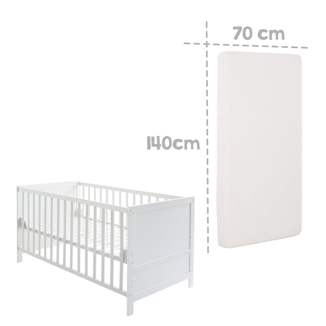 Ensemble de lit complet 'Sternenzauber gris' 70 x 140 cm, blanc, incl. linge de lit, ciel de lit, tour de lit & matelas – Infographie (8/15)