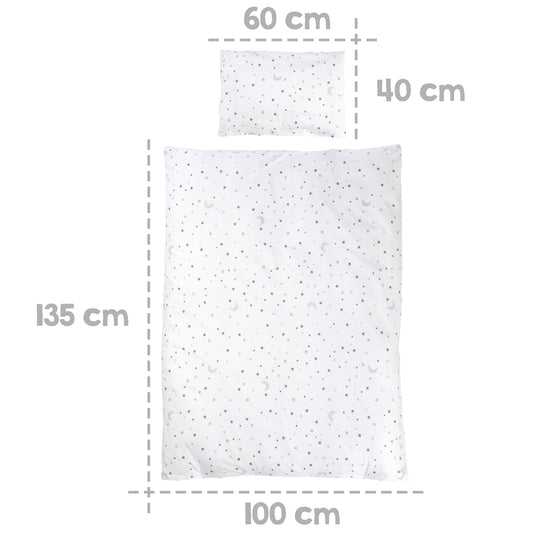 Ensemble de lit complet 'Sternenzauber gris' 70 x 140 cm, blanc, incl. linge de lit, ciel de lit, tour de lit & matelas – Infographie (7/15)