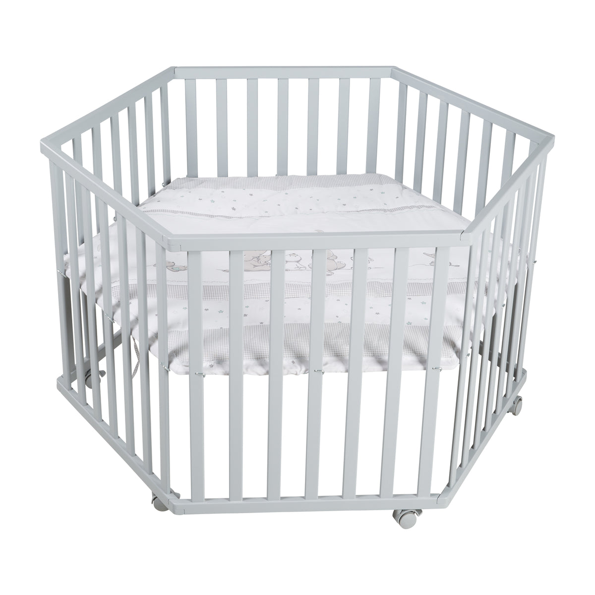 Playpen 'Sternenzauber' 6-Sided, incl. Protective Insert, Wood Taupe – Cutout (1/13)