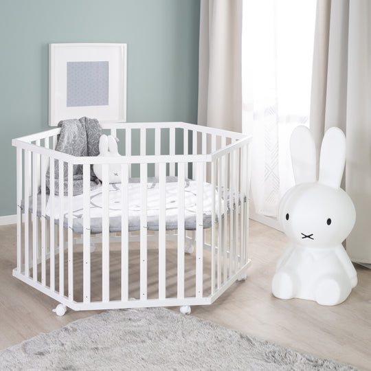Parque 'miffy®' 6lados, incl. forro protector, madera blanco – Foto ambientada (2/14)