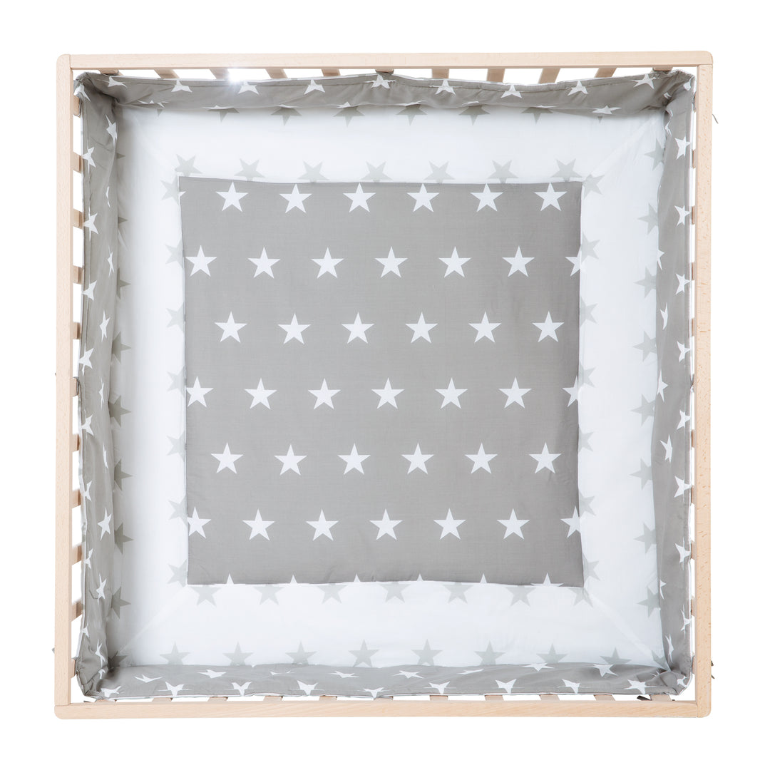 Laufgitter aus Holz + Einlage 'Little Stars' - 3-fach höhenverstellbar - Natur – Freisteller (5/18)