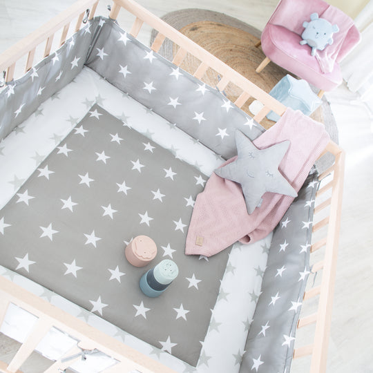 Laufgitter aus Holz + Einlage 'Little Stars' - 3-fach höhenverstellbar - Natur – Detailbild (13/18)