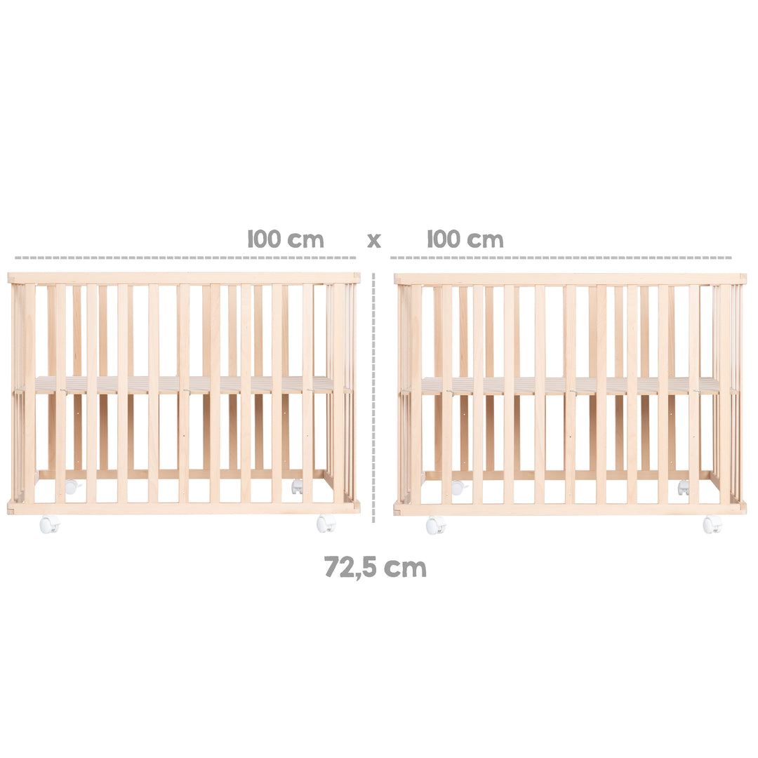 Laufgitter aus Holz + Einlage 'Little Stars' - 3-fach höhenverstellbar - Natur – Infografik (12/18)