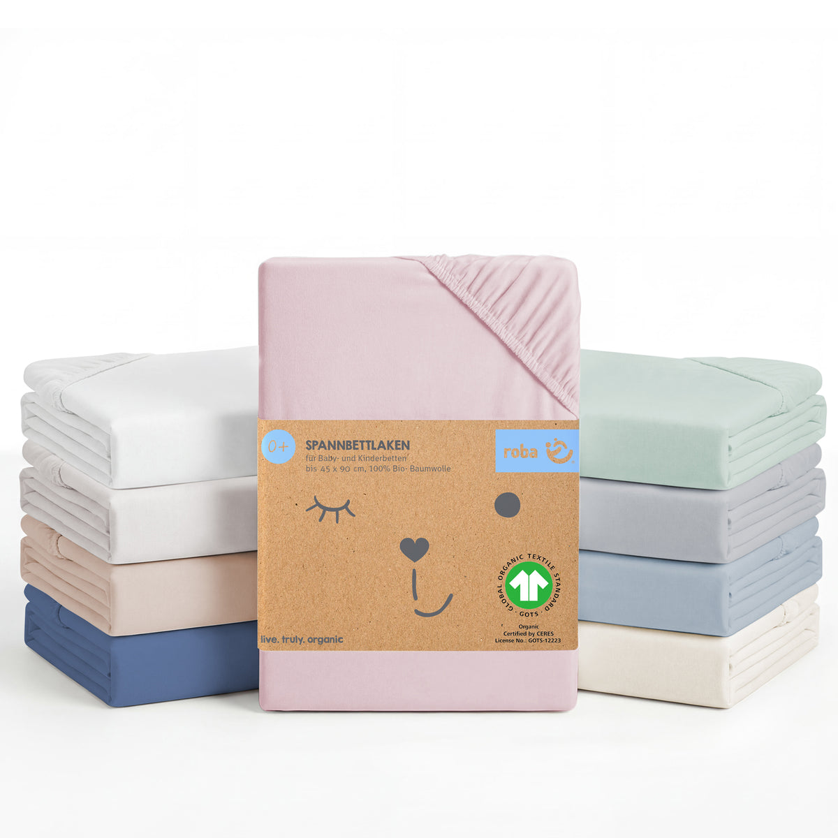 Fitted Sheet 'Lil Planet' - Single Jersey - Organic Cotton - Pink / Mauve – Cutout (1/13)