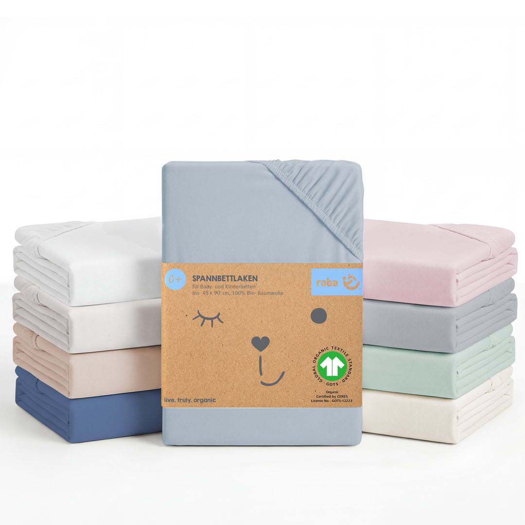 Fitted Sheet 'Lil Planet' - Single Jersey - Organic Cotton - Light Blue – Cutout (1/13)