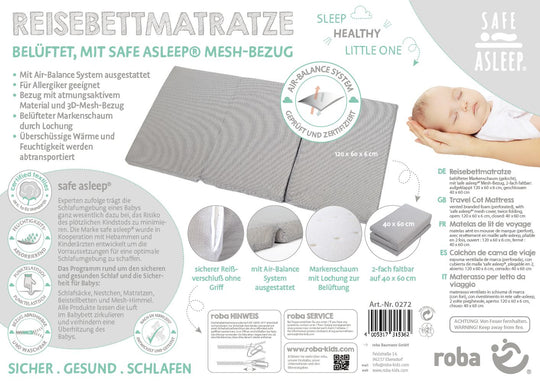Reisebettmatratze 'safe asleep®', 60 x 120 x 5,5 cm, belüfteter Schaumstoff für optimales Schlafklima – Produktbild (14/14)