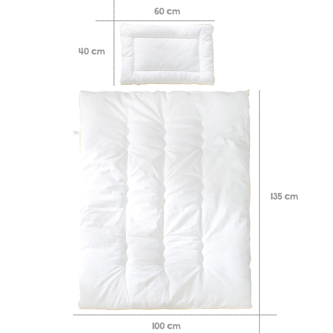 Couvre-lit matelassé enfant, toutes saisons Bébé-Set (enveloppe intérieure), blanc, couverture 100 x 135 cm et coussin 40 x 60 cm – Infographie (3/7)