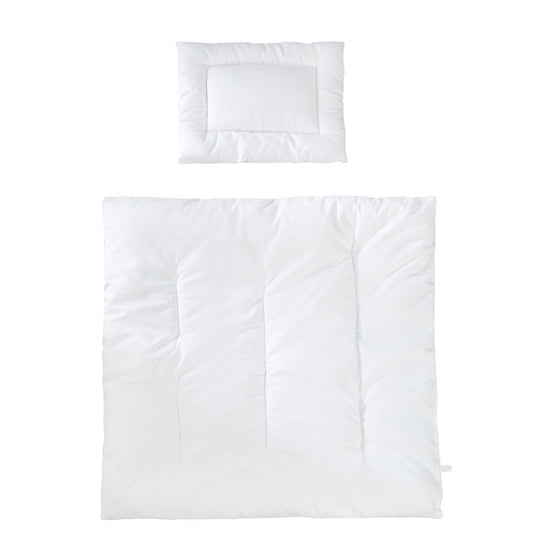 Couvre-lit matelassé enfant, toutes saisons set de berceau (enveloppe intérieure), blanc, couverture 80 x 80 cm et coussin 40 x 35 cm – Détourage (1/6)