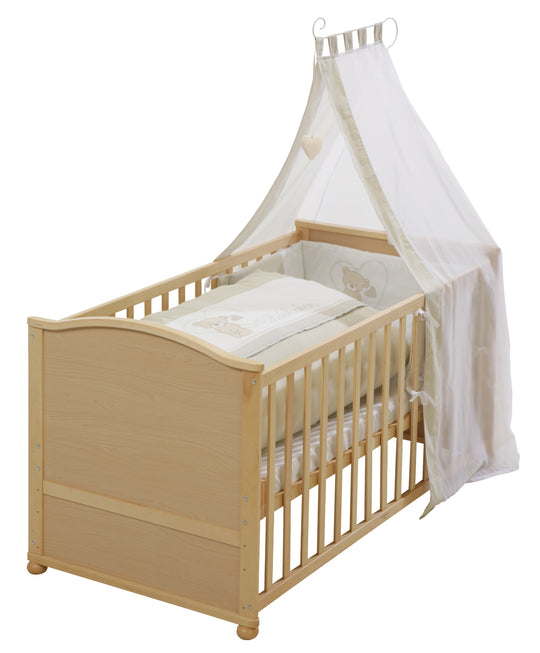 Ensemble de lit complet 'Liebhabär' 70 x 140 cm, naturel, transformable, incl. linge de lit, ciel de lit, tour de lit & matelas – Détourage (1/4)