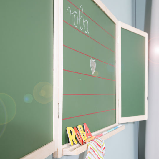 Mal- & Schreibtafel, Hängetafel faltbar, magnetisch weiß, Kreidetafel liniert, Tafellack – Detailbild (4/10)