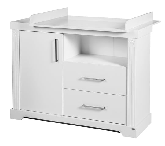 Ensemble de mobilier enfant 'Maxi' blanc incl. lit combiné, 70 x 140 cm & large commode à langer – Détourage (7/11)