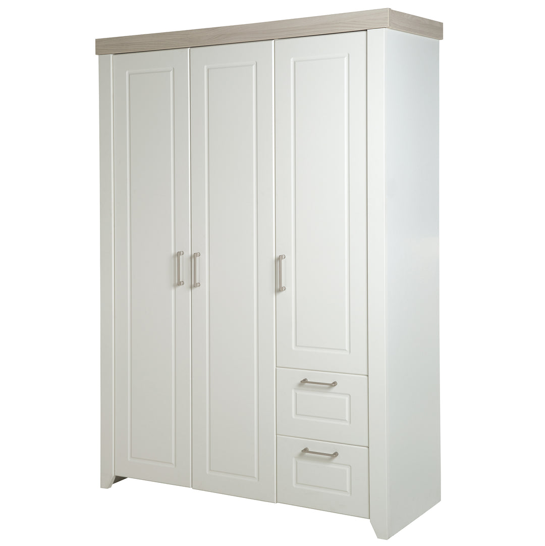 Zimmerset 'Felicia' inkl. Kombi-Bett 70 x 140 cm, Wickelkommode & 3-türigem Schrank, Luna Elm / weiß – Freisteller (12/21)