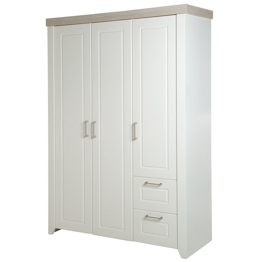 Zimmerset 'Felicia' inkl. Kombi-Bett 70 x 140 cm, Wickelkommode & 3-türigem Schrank, Luna Elm / weiß – Freisteller (12/21)