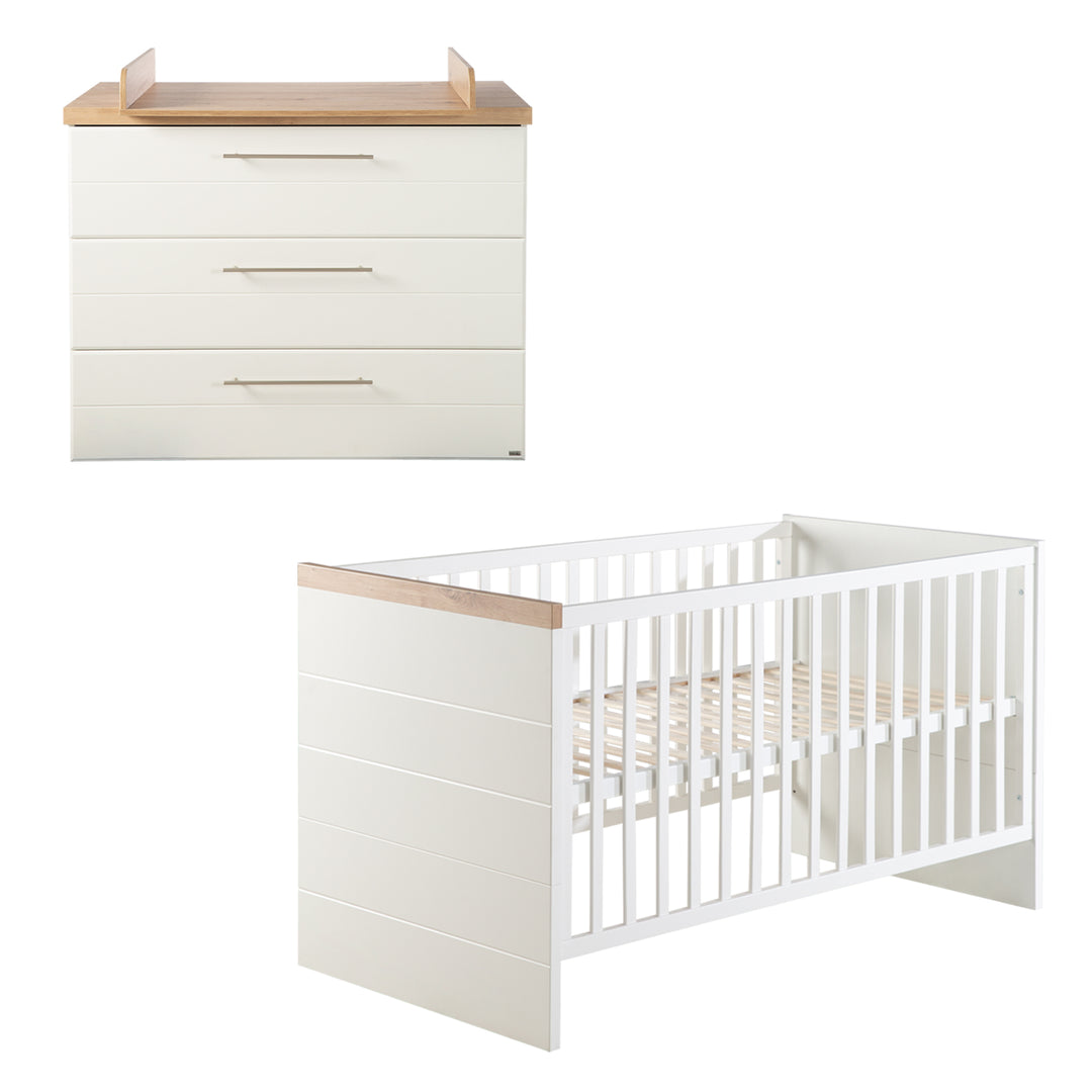 Möbelset 'Nele' 2-teilig, inkl. Kombi-Kinderbett 70 x 140 & Wickelkommode breit – Produktbild (1/13)