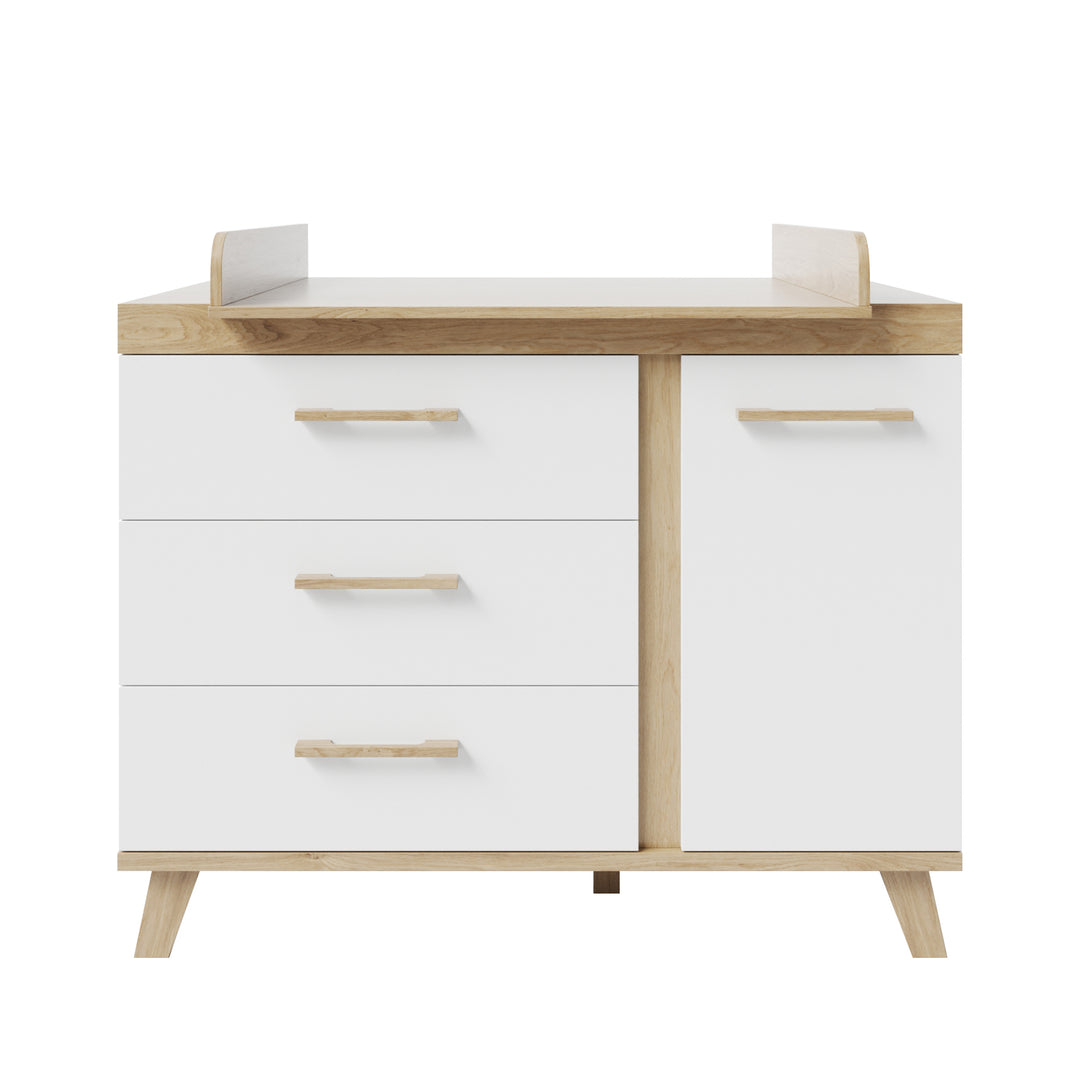 Furniture Set 'Smile' 2-Piece - Convertible Cot Bed 70x140 + Changing Table - Artisan Oak / White – Cutout (7/9)