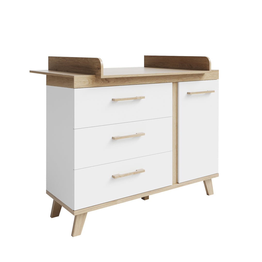 Furniture Set 'Smile' 2-Piece - Convertible Cot Bed 70x140 + Changing Table - Artisan Oak / White – Cutout (8/9)