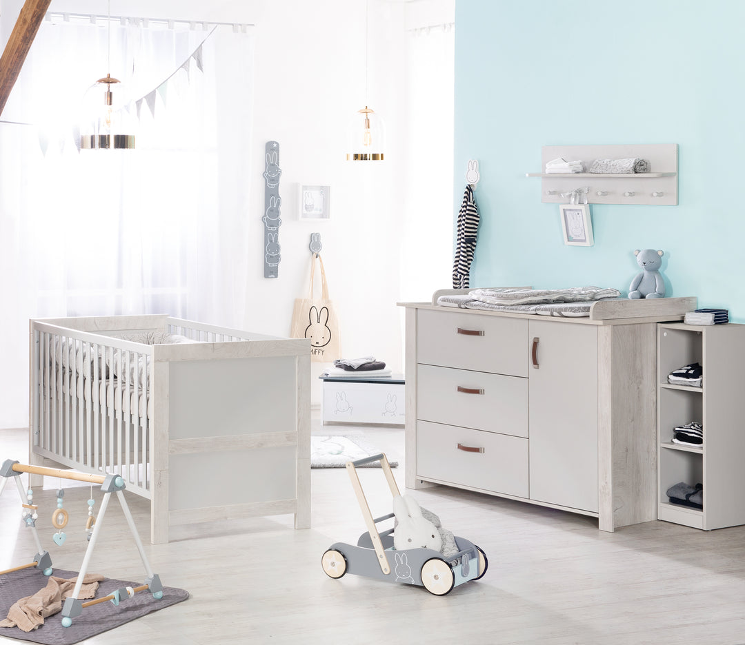 Ensemble chambre d'enfant 'Mila', incl. lit combiné 70 x 140 cm, commode à langer & 3portes armoire, gris/blanc – Photo du produit (2/16)