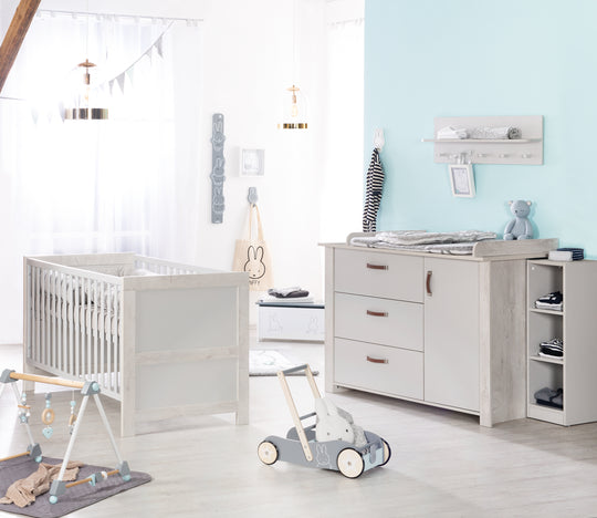 Ensemble chambre d'enfant 'Mila', incl. lit combiné 70 x 140 cm, commode à langer & 3portes armoire, gris/blanc – Photo du produit (2/16)