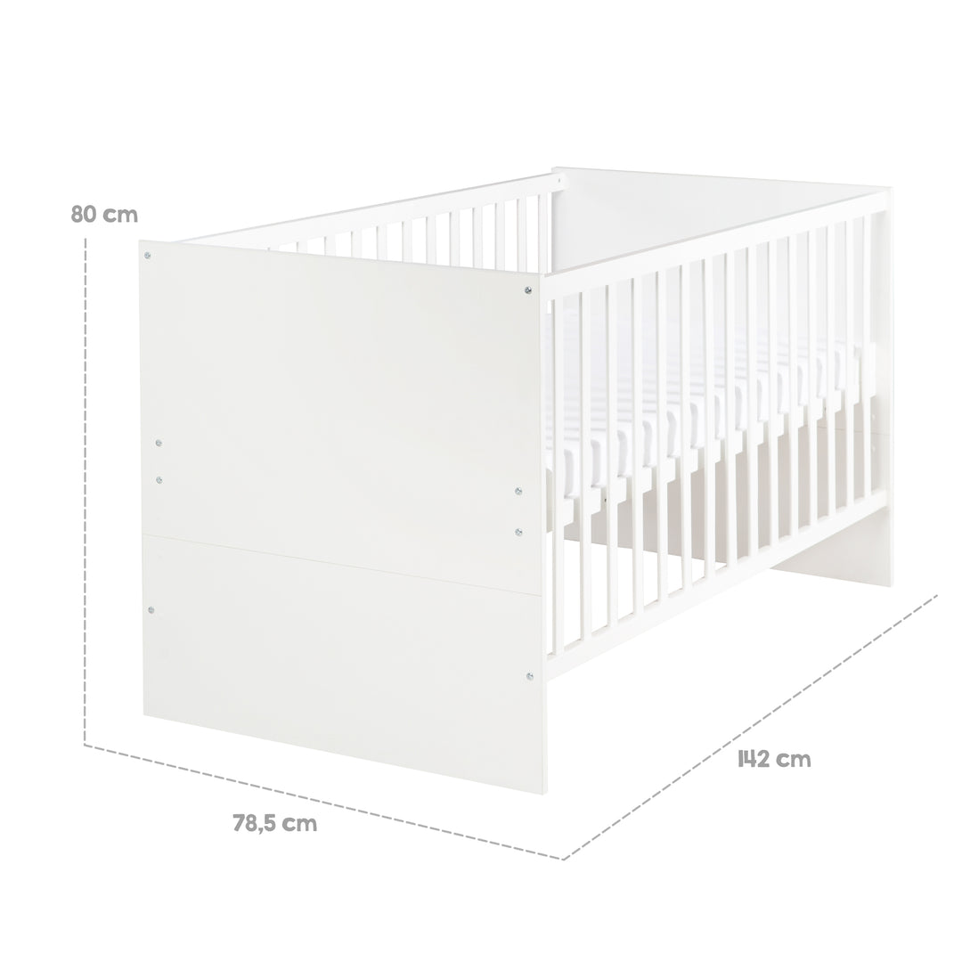 Set mobili 'Anton' incl. Neonato-/Letto per bambini 70 x 140 cm & cassettiera fasciatoio in bianco – Infografica (14/20)