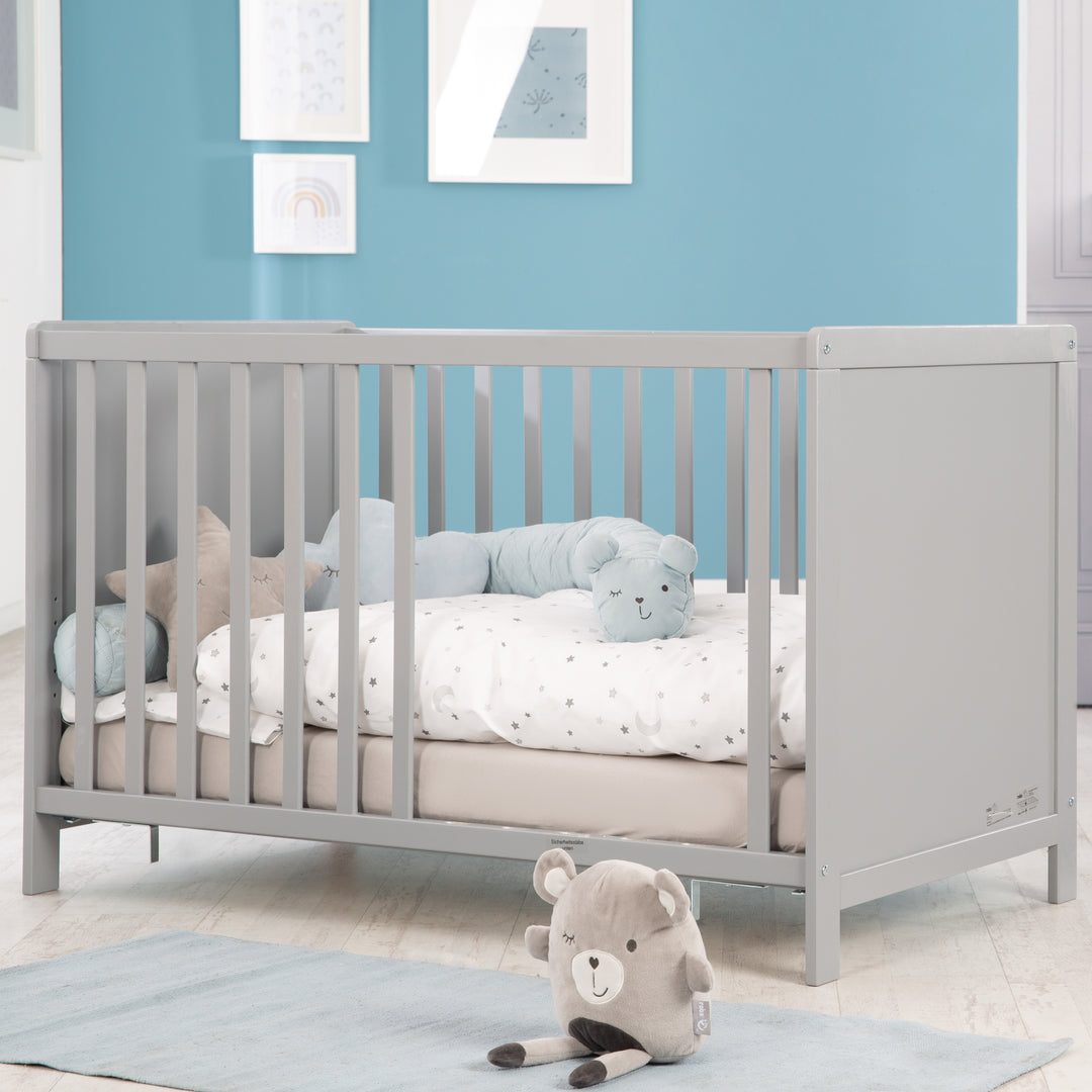 Möbelset 'Hamburg' - Baby- & Beistellbett 60x120 + Wickelkommode 2-türig - Taupe – Milieubild (9/17)