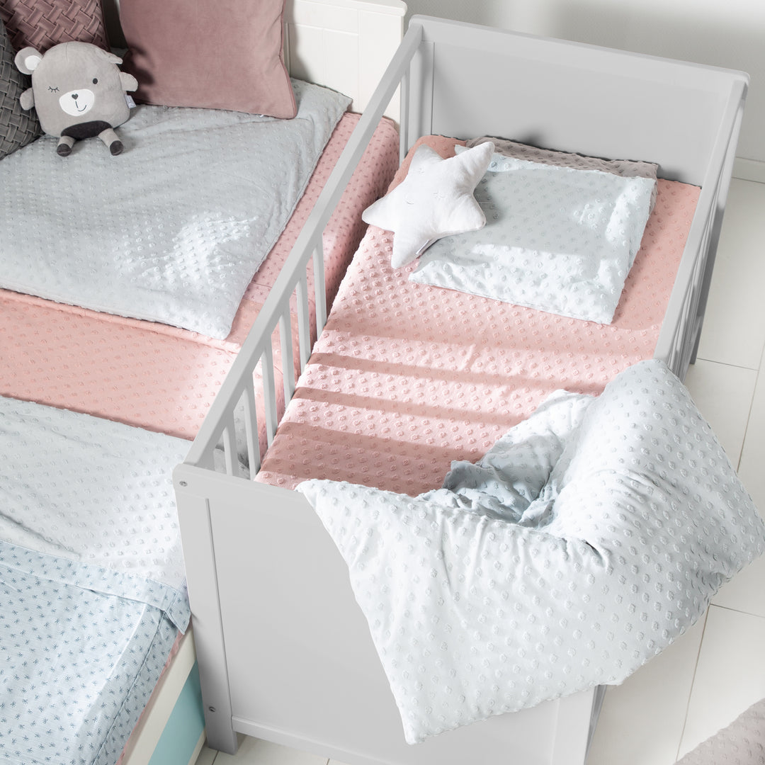 Möbelset 'Hamburg' - Baby- & Beistellbett 60x120 + Wickelkommode 2-türig - Taupe – Milieubild (10/17)