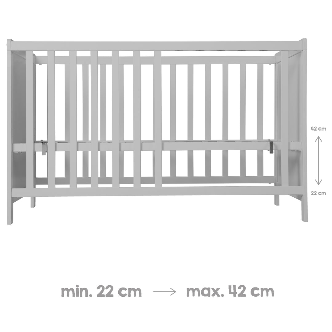 Möbelset 'Hamburg' - Baby- & Beistellbett 60x120 + Wickelkommode 2-türig - Taupe – Infografik (11/17)